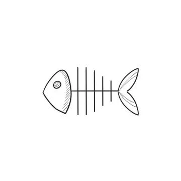 Fish skeleton sketch icon Stock Illustration