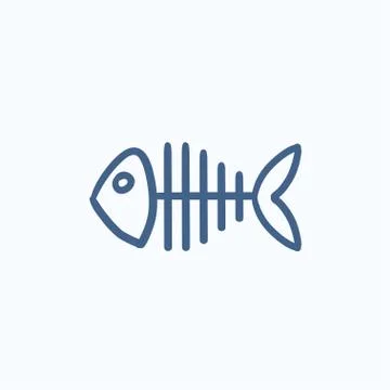 Fish skeleton sketch icon Stock Illustration
