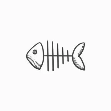 Fish skeleton sketch icon Stock Illustration