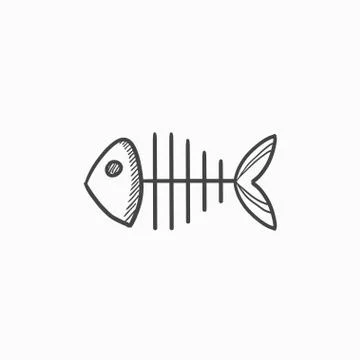 Fish skeleton sketch icon Stock Illustration