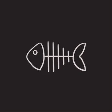 Fish skeleton sketch icon Stock Illustration