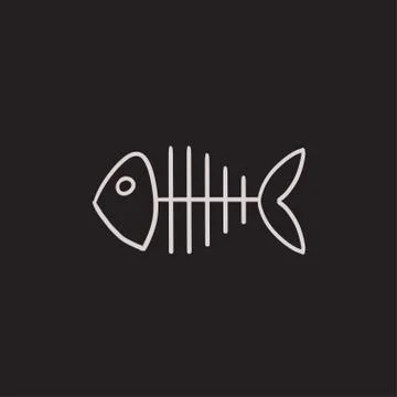 Fish skeleton sketch icon Stock Illustration