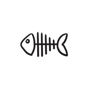 Fish skeleton sketch icon Stock Illustration