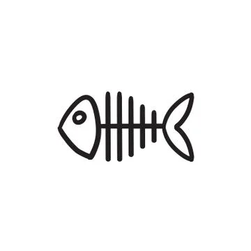 Fish skeleton sketch icon Stock Illustration