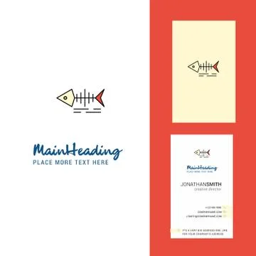 Fish skull Creative Logo and business card. vertical Design Vector Stock Illustration