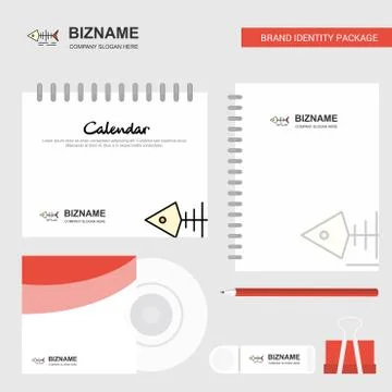 Fish skull Logo, Calendar Template, CD Cover, Diary and USB Brand Stationary  Stock Illustration