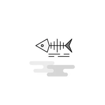 Fish skull Web Icon. Flat Line Filled Gray Icon Vector Stock Illustration