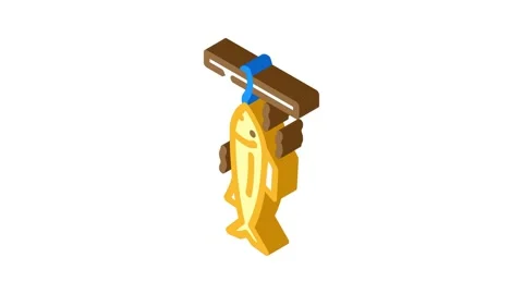 Fish smoked isometric icon animation Stock Footage 327290647