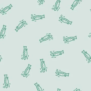 Fish smoked line seamless pattern Stock Illustration