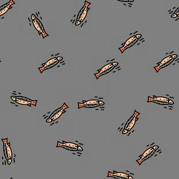 Fish smoked vector seamless pattern Ilustración de archivo