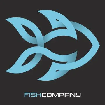 Fish from a solid line logo Stock Illustration