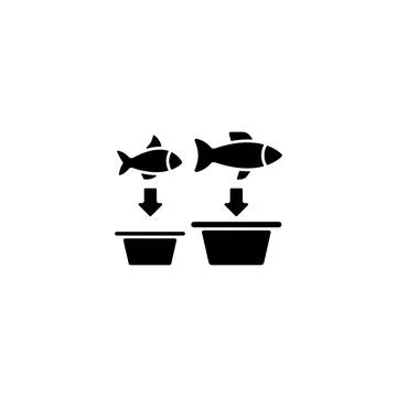 Fish sorting black glyph icon Illustrazione stock