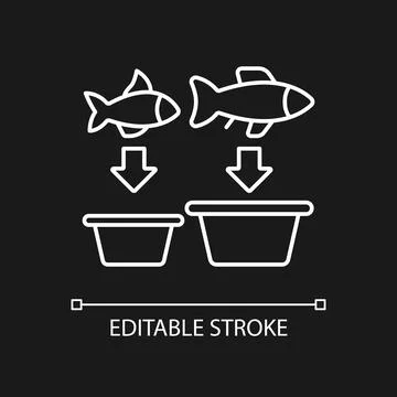 Fish sorting white linear icon for dark theme Illustrazione stock