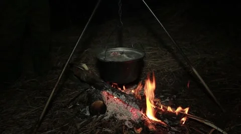 Fish soup on a fire Stock Footage 45410869