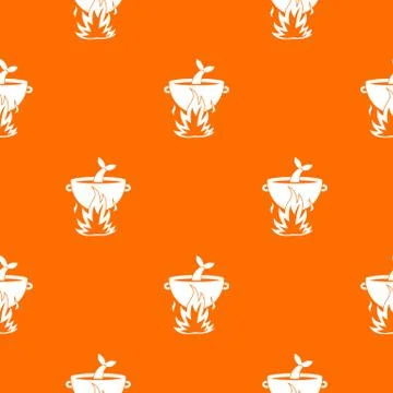 Fish soup on a fire pattern seamless Stock Illustration