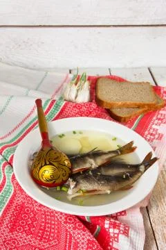 Fish soup in the kitchen Stock Photos