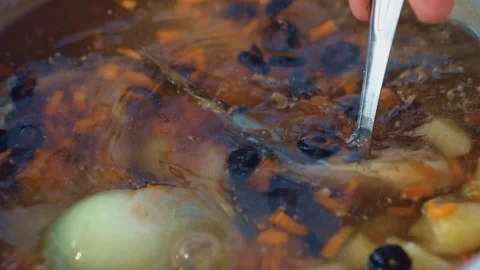 Fish soup in a pot Stock Footage 100809212