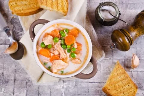 Fish soup with vegetables Stock Photos