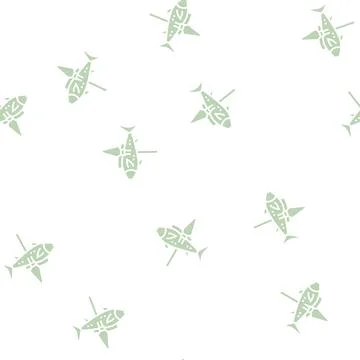 Fish on spear glyph seamless pattern Stock Illustration