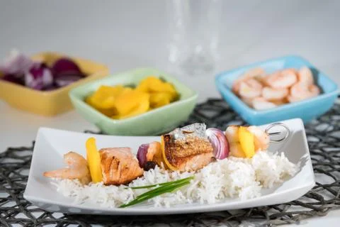 Fish spit with rice Stock Photos