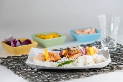 Fish spit with rice Stock Photos