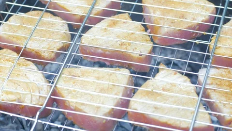 Fish steak bbq Video stock 112431241