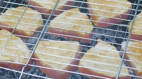 Fish steak bbq Video stock 112432158