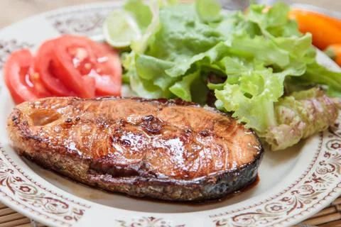 Fish steak. Stock Photos