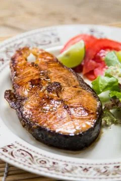 Fish steak. Stock Photos