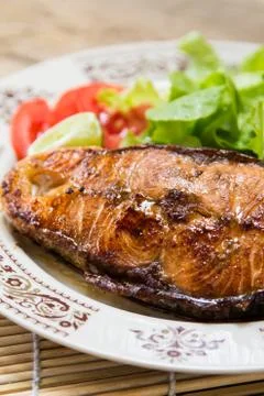 Fish steak. Stock Photos