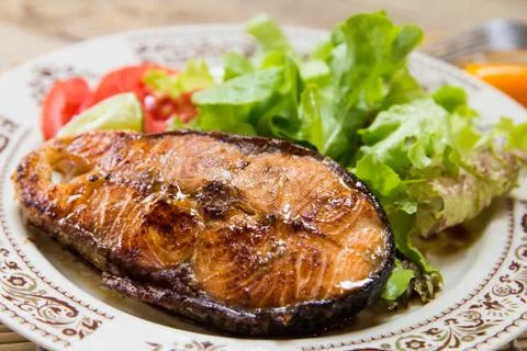 Fish steak. Stock Photos