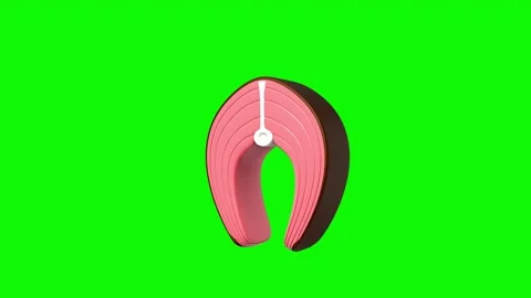 Fish steak. Piece of tuna, salmon. red fish 3D icon motion Stock Footage 331019936