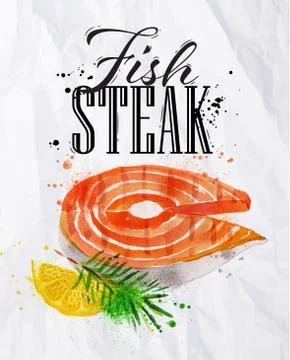 Fish steak watercolor Stock Illustration