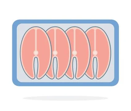 Fish steaks vacuum packed flat isolated Stock Illustration