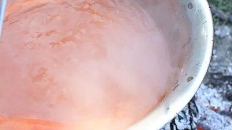 Fish stew in kettle close up Stock Footage 35899108