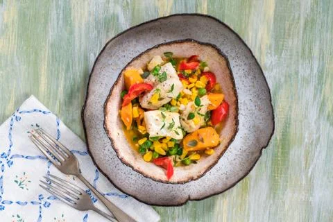 Fish stew with vegetables Foto stock