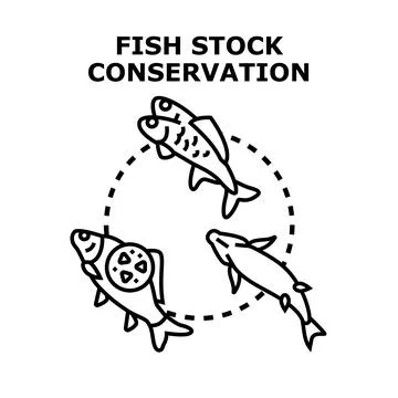 Fish stock conservation saving ocean resources concept Stock Illustration