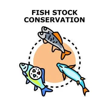 Fish stock conservation saving ocean resources concept Stock Illustration