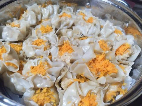 Fish stuffed dumplings Stock Photos