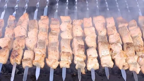 Fish Sturgeon on the grill Stock Footage 69121870