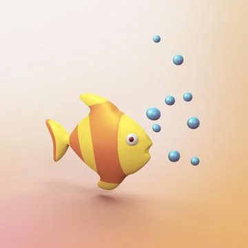 Fish - stylized 3d CGI icon object Stock Illustration