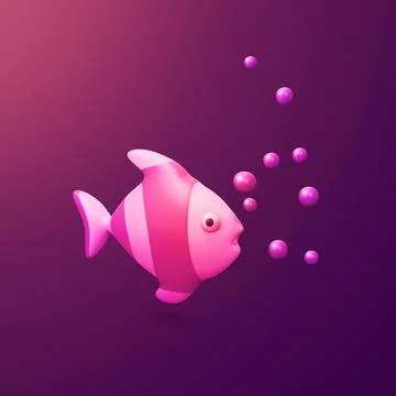 Fish - stylized 3d CGI icon object, Not gen Ai Stock Illustration