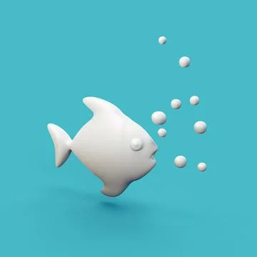 Fish - stylized 3d CGI icon object, Not gen Ai Stock Photos