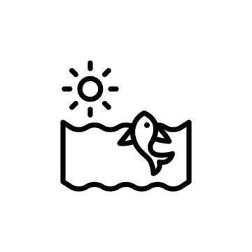 Fish, sun, ocean icon. Simple line, outline vector elements of saving marine Illustrazione stock