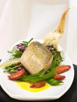 Fish supreme with vegetables Stock Photos
