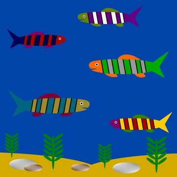 Fish swim in pond. Stock Illustration