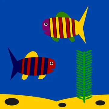 Fish swim in pond. Stock Illustration
