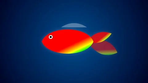 Fish swimming with changing vibrant rainbow colors against Stock Footage 346334733