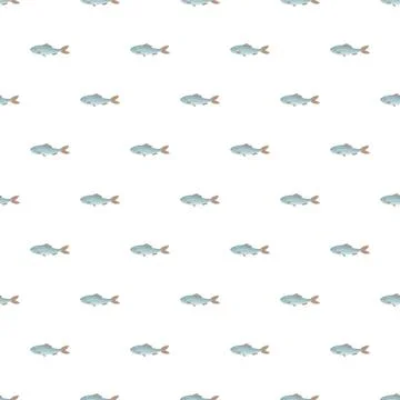 Fish swimming in a repeating pattern on white background 库存插图