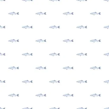 Fish swimming seamless pattern on white background Stock Illustration